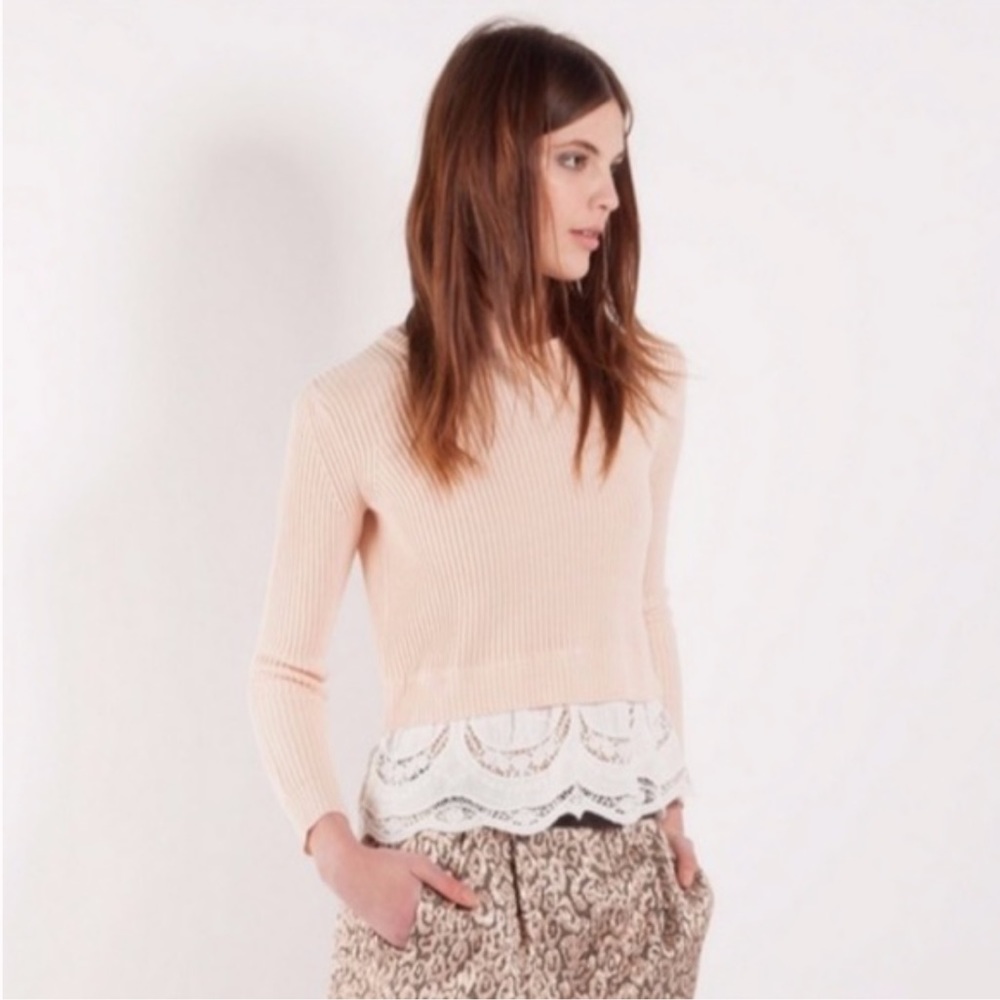 MAJE Emiline Linen Blend Crewneck Sweater